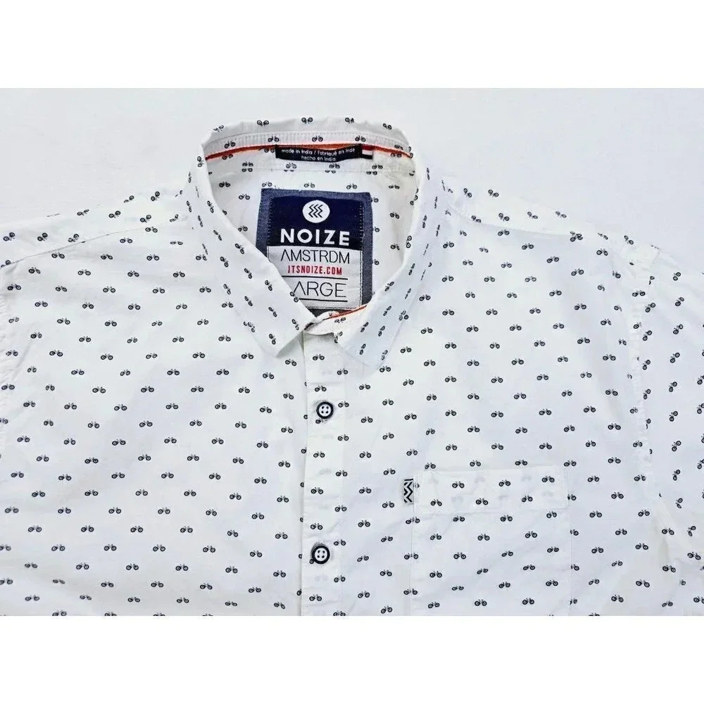 Noize Amstrdm Size Large Men's Pocket Hem Logo Tag Bicycle Long Sleeve Shirt